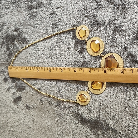 Women's Five Faceted Amber Stones, Mounted on Etched  Descending Disc Sizes - Picture 4 of 5